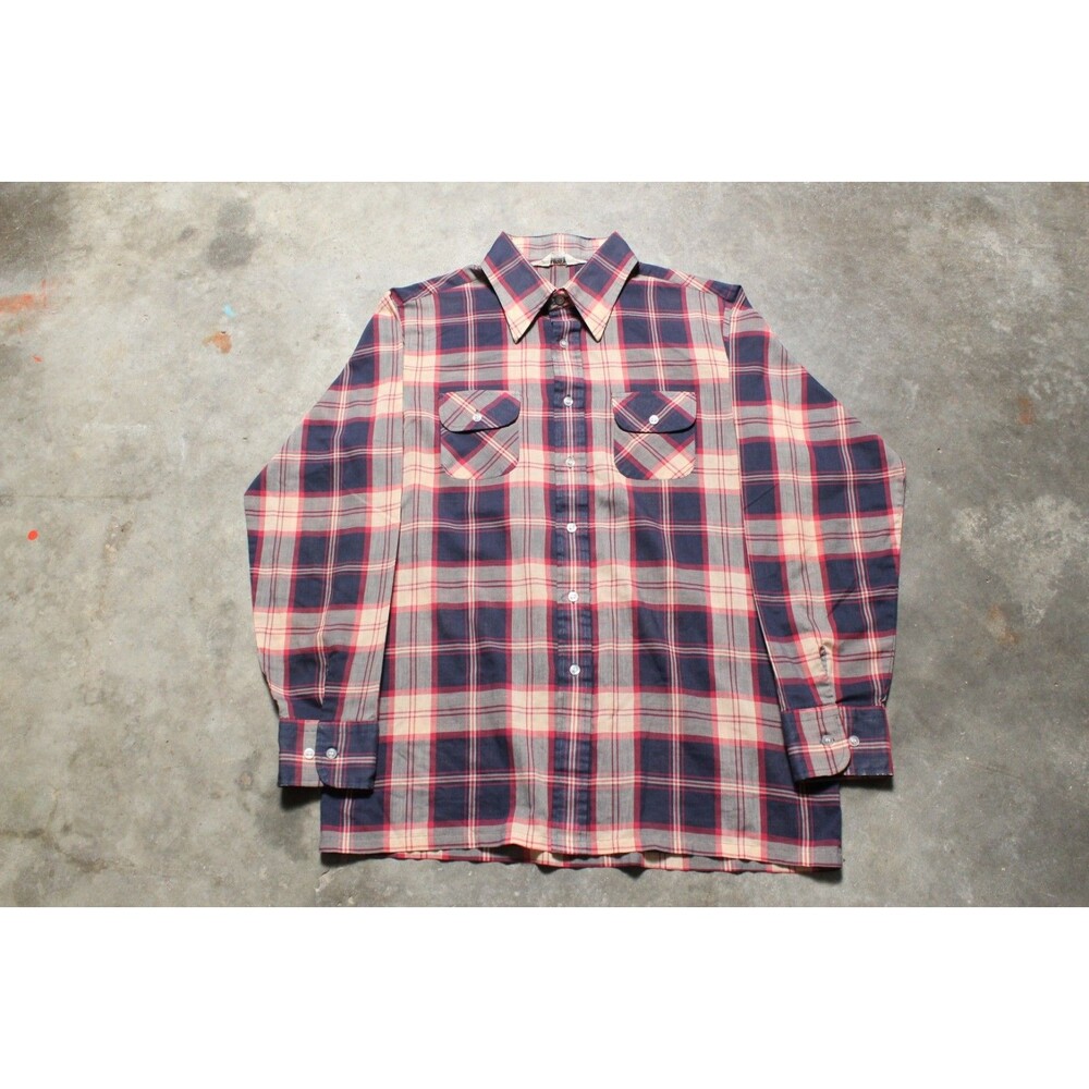 Vintage 1978 Levi's Plaid Button Down Oxford Shirt With Double Pockets - XL